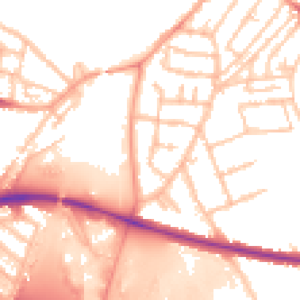 Daytime road noise heatmap for WS1 4LQ