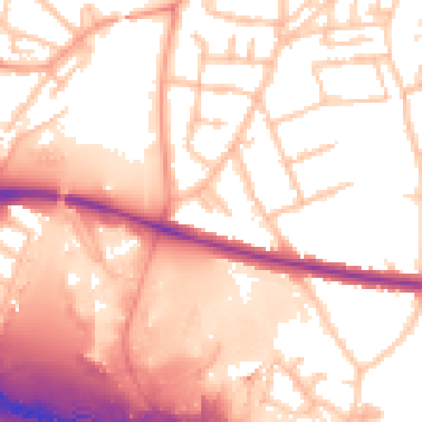 Daytime road noise heatmap for WS1 4LT