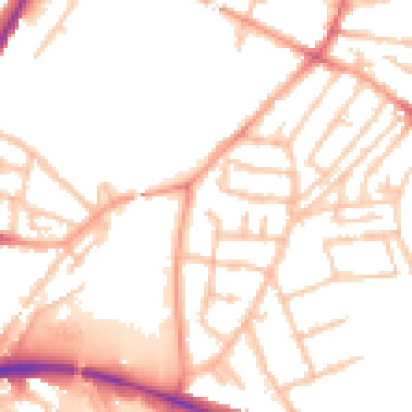 Daytime road noise heatmap for WS1 4LY