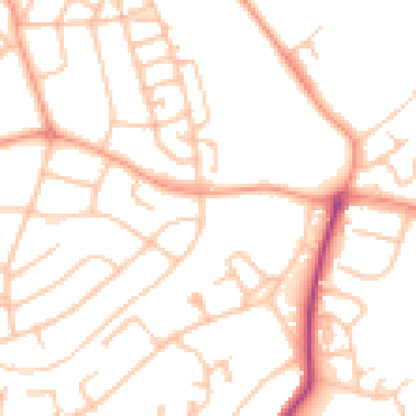 Daytime road noise heatmap for WS3 1AA
