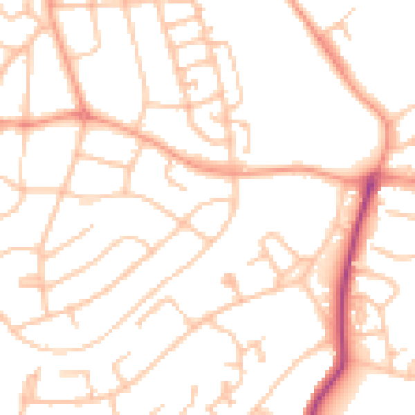 Daytime road noise heatmap for WS3 1AD