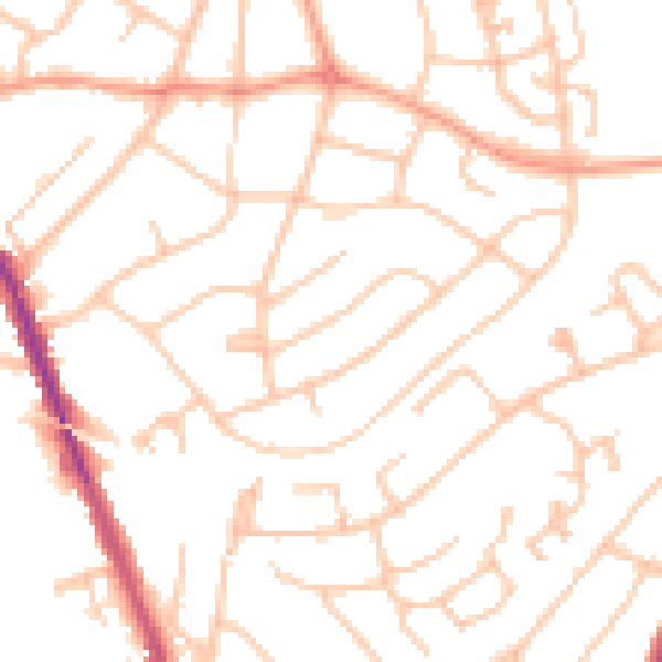 Daytime road noise heatmap for WS3 1AN