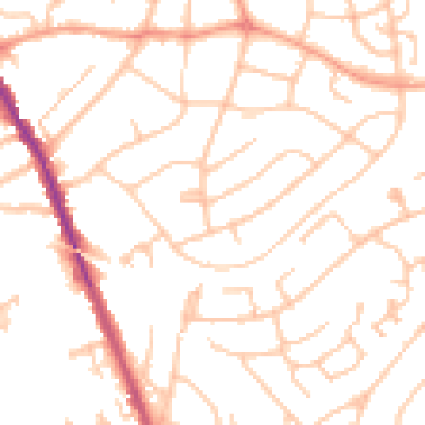 Daytime road noise heatmap for WS3 1AP