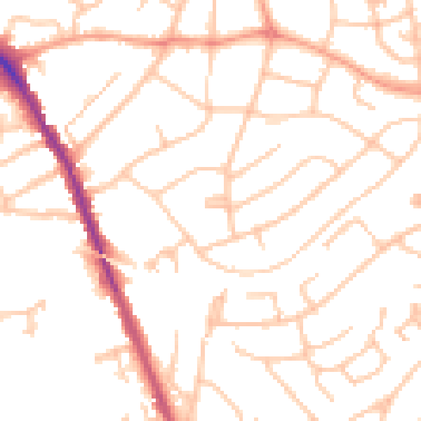 Daytime road noise heatmap for WS3 1AS