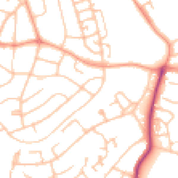 Daytime road noise heatmap for WS3 1AU