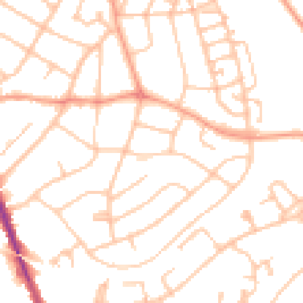 Daytime road noise heatmap for WS3 1AY
