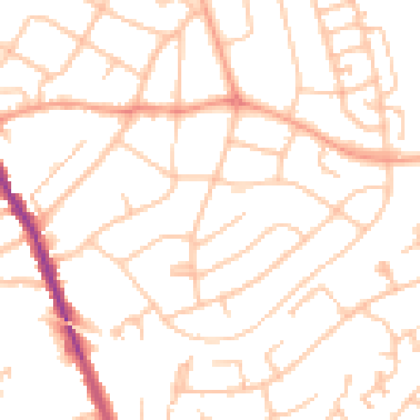Daytime road noise heatmap for WS3 1BE