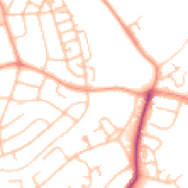 Daytime road noise heatmap for WS3 1BN