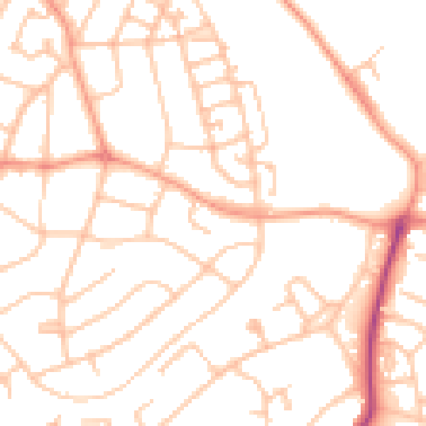 Daytime road noise heatmap for WS3 1BS