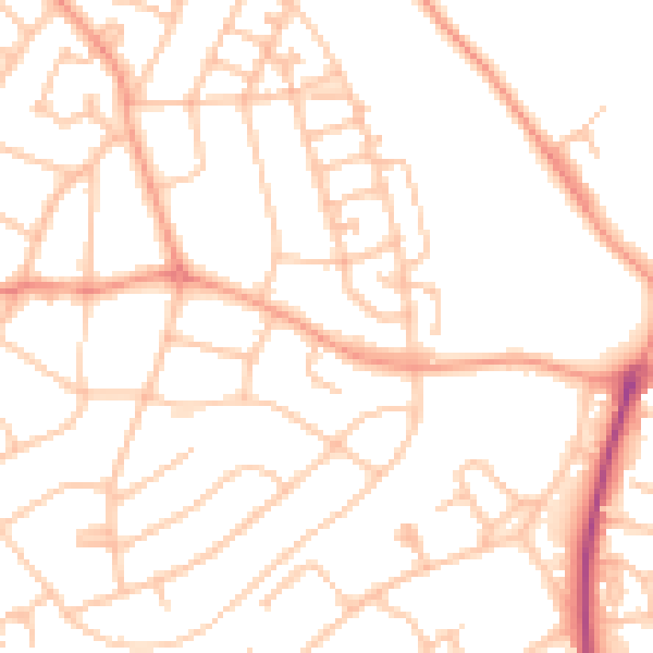 Daytime road noise heatmap for WS3 1BT