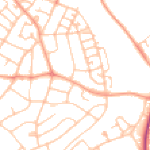 Daytime road noise heatmap for WS3 1DN