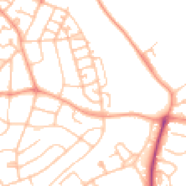 Daytime road noise heatmap for WS3 1DU