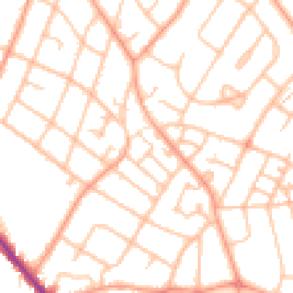 Daytime road noise heatmap for WS3 1LW