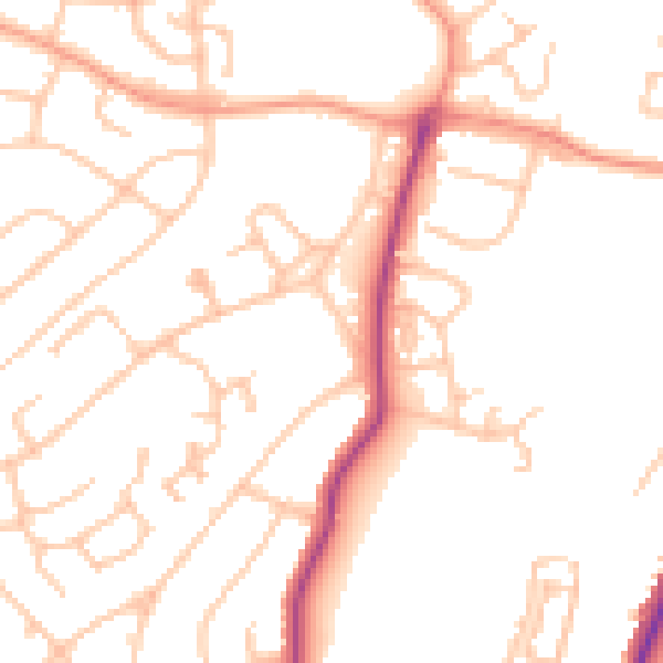 Daytime road noise heatmap for WS3 1QJ
