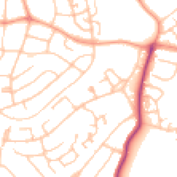 Daytime road noise heatmap for WS3 1SR