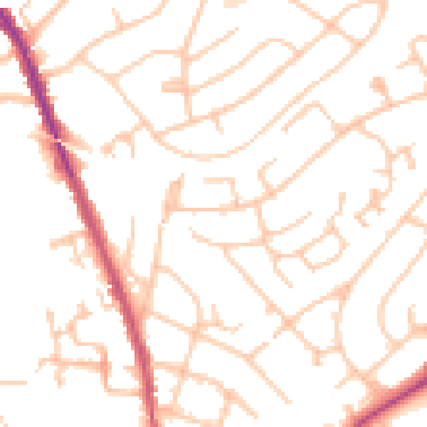 Daytime road noise heatmap for WS3 1SX