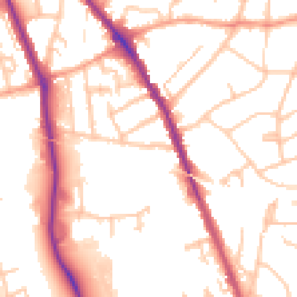 Daytime road noise heatmap for WS3 2AY