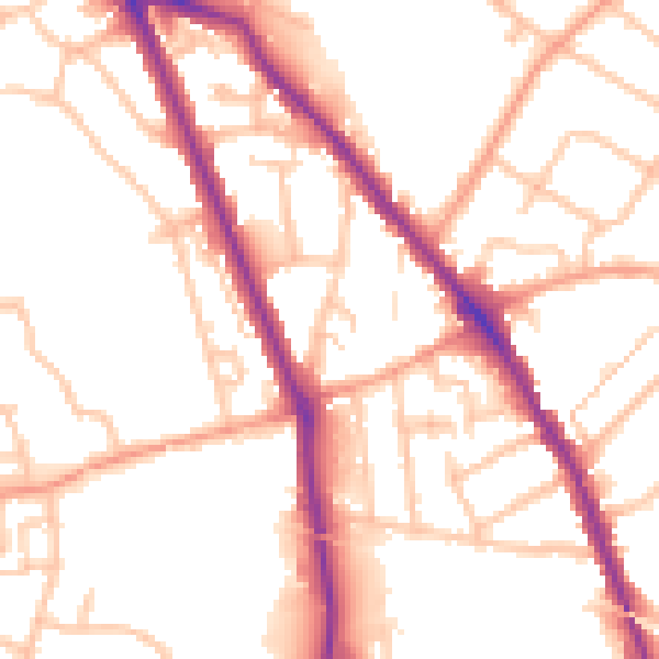 Daytime road noise heatmap for WS3 2BN