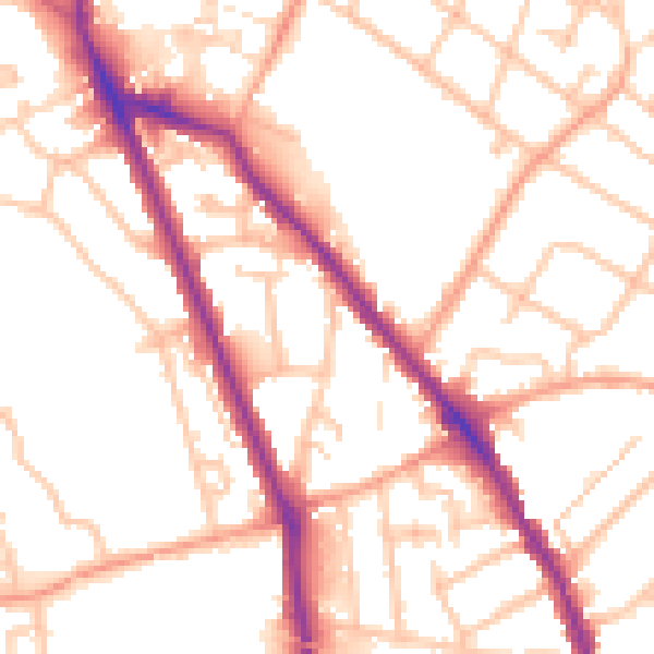 Daytime road noise heatmap for WS3 2BP
