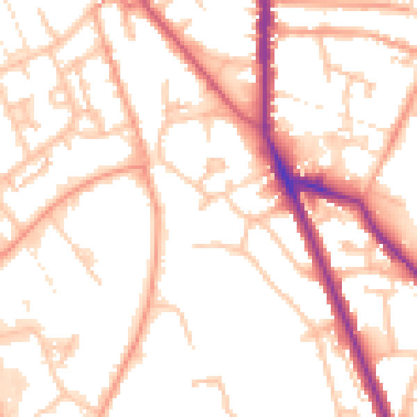 Daytime road noise heatmap for WS3 2EP