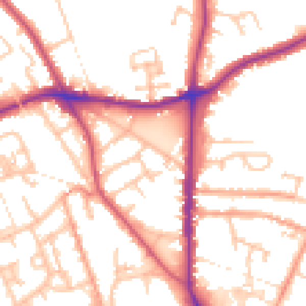 Daytime road noise heatmap for WS3 2EZ