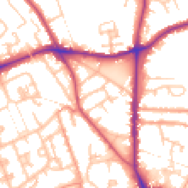 Daytime road noise heatmap for WS3 2HT