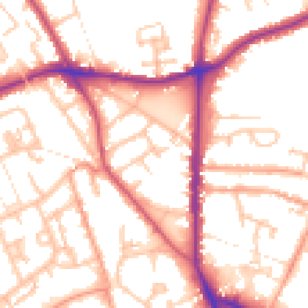 Daytime road noise heatmap for WS3 2HY