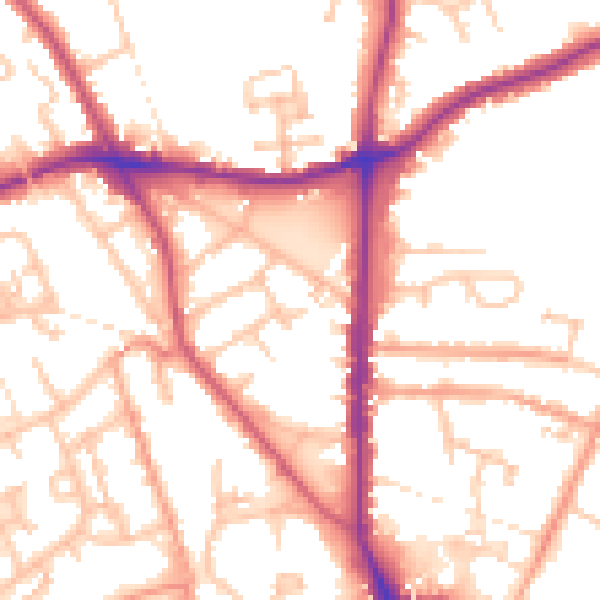 Daytime road noise heatmap for WS3 2JD