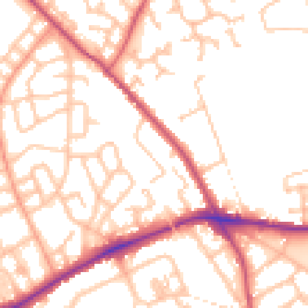 Daytime road noise heatmap for WS3 2JZ