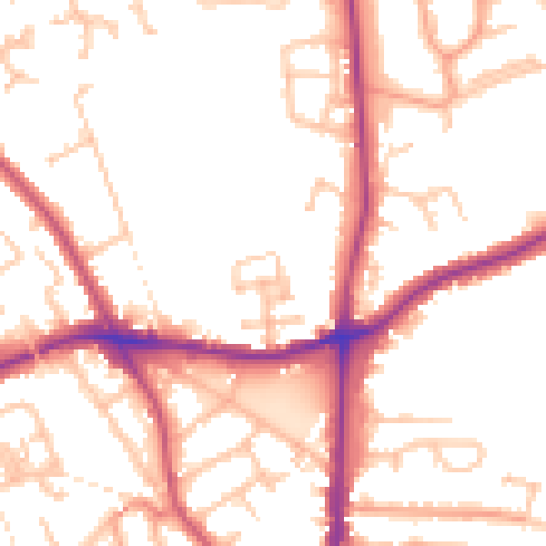 Daytime road noise heatmap for WS3 2LQ