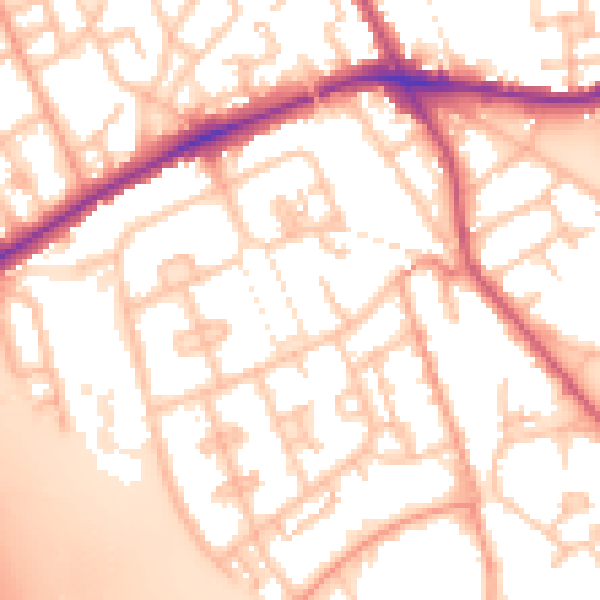 Daytime road noise heatmap for WS3 2NP