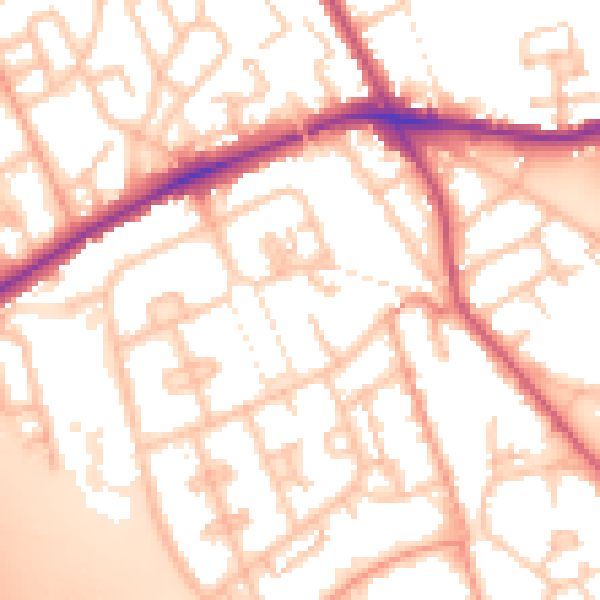Daytime road noise heatmap for WS3 2NT