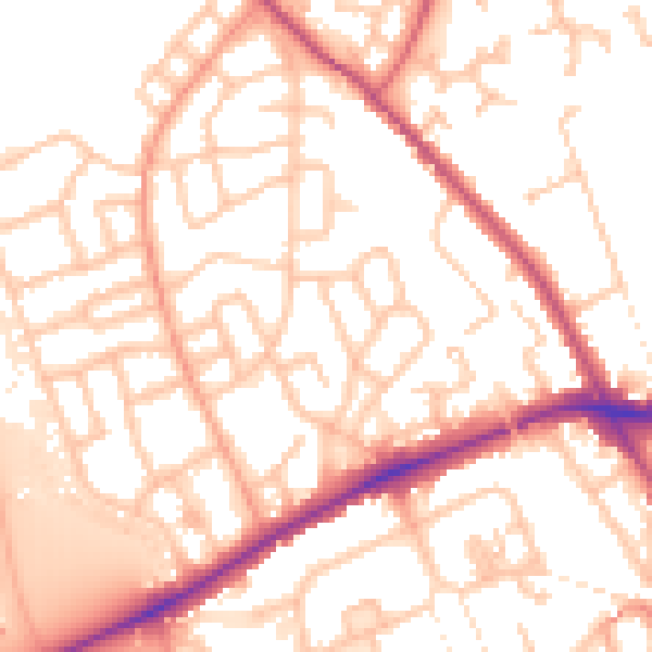 Daytime road noise heatmap for WS3 2SU