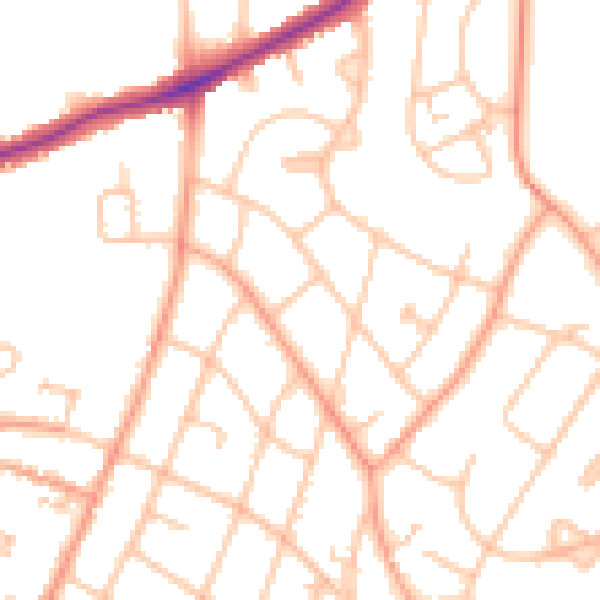Daytime road noise heatmap for WS3 3AN