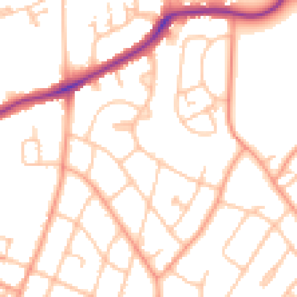 Daytime road noise heatmap for WS3 3AZ