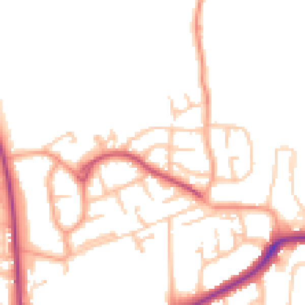 Daytime road noise heatmap for WS3 3QF
