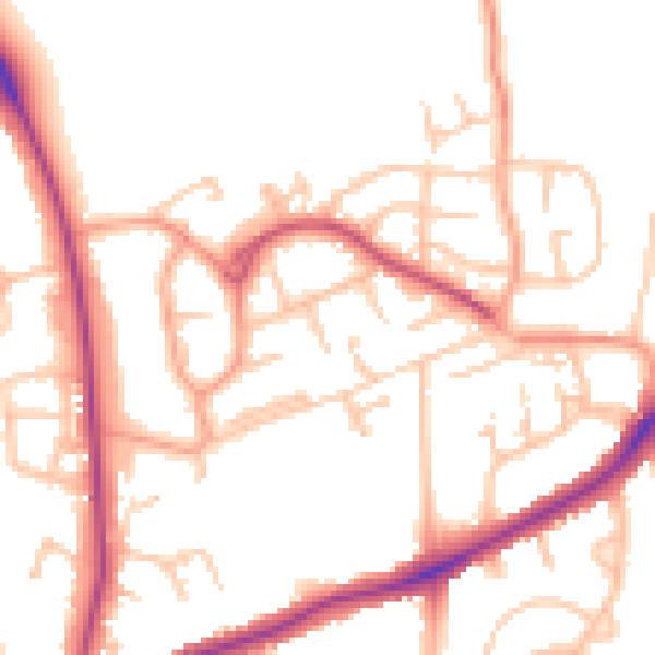 Daytime road noise heatmap for WS3 3RY