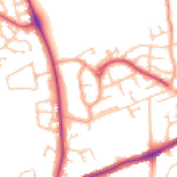 Daytime road noise heatmap for WS3 3SQ