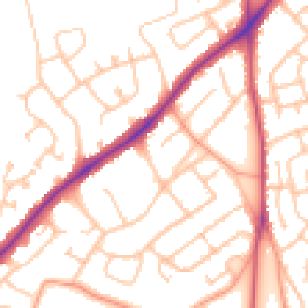 Daytime road noise heatmap for WS3 4AF