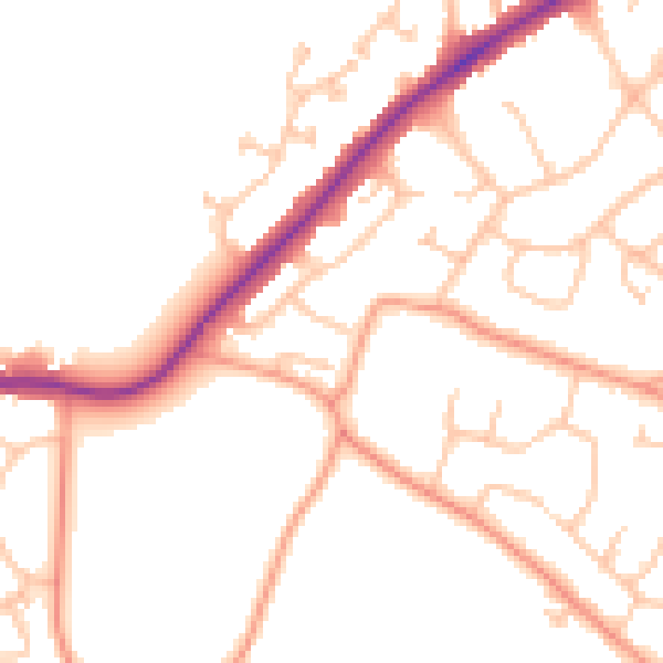 Daytime road noise heatmap for WS3 4AN