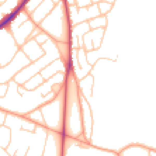Daytime road noise heatmap for WS3 4DT