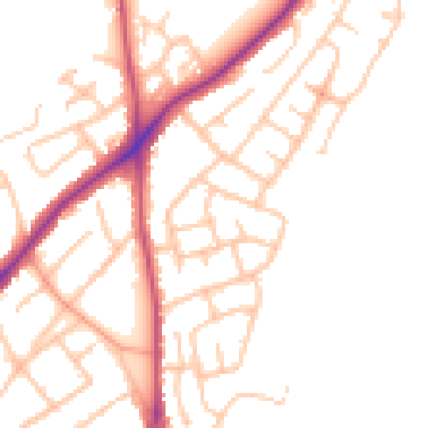 Daytime road noise heatmap for WS3 4HT