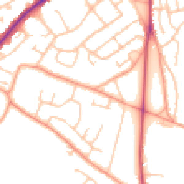 Daytime road noise heatmap for WS3 4JQ