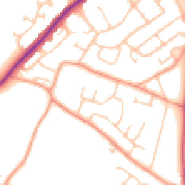 Daytime road noise heatmap for WS3 4JU