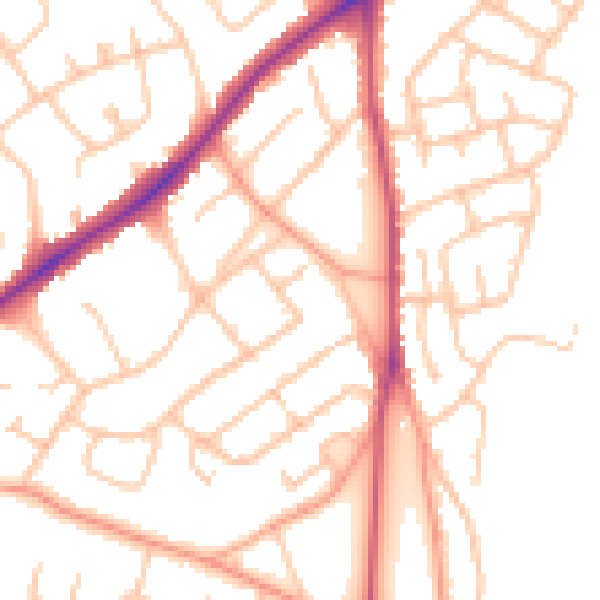 Daytime road noise heatmap for WS3 4NA