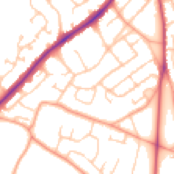 Daytime road noise heatmap for WS3 4NG