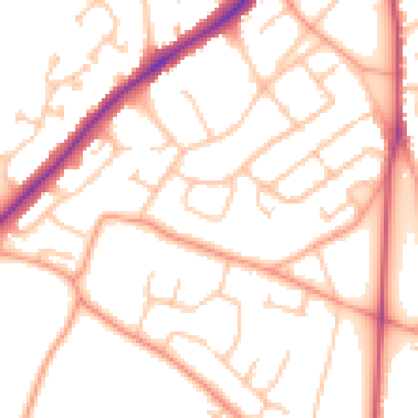 Daytime road noise heatmap for WS3 4NQ