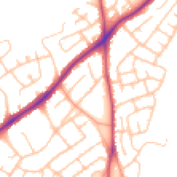 Daytime road noise heatmap for WS3 4PA