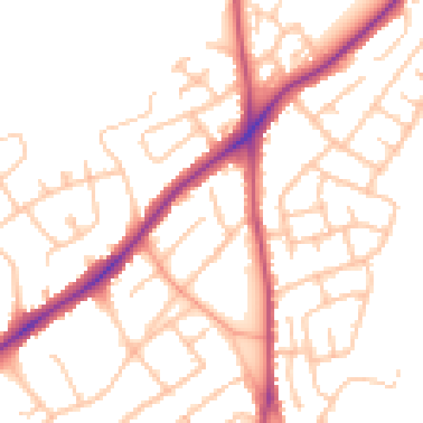 Daytime road noise heatmap for WS3 4PB