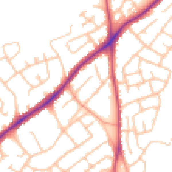 Daytime road noise heatmap for WS3 4PG